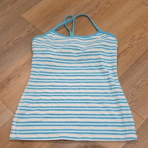 lululemon athletica Blue and White Striped Tank Top